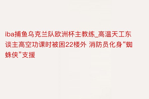 iba捕鱼乌克兰队欧洲杯主教练_高温天工东谈主高空功课时被困22楼外 消防员化身“蜘蛛侠”支援