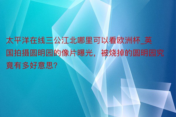 太平洋在线三公江北哪里可以看欧洲杯_英国拍摄圆明园的像片曝光，被烧掉的圆明园究竟有多好意思？