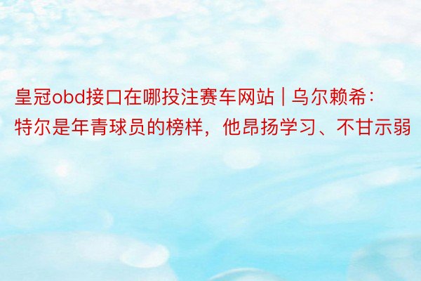 皇冠obd接口在哪投注赛车网站 | 乌尔赖希：特尔是年青球员的榜样，他昂扬学习、不甘示弱